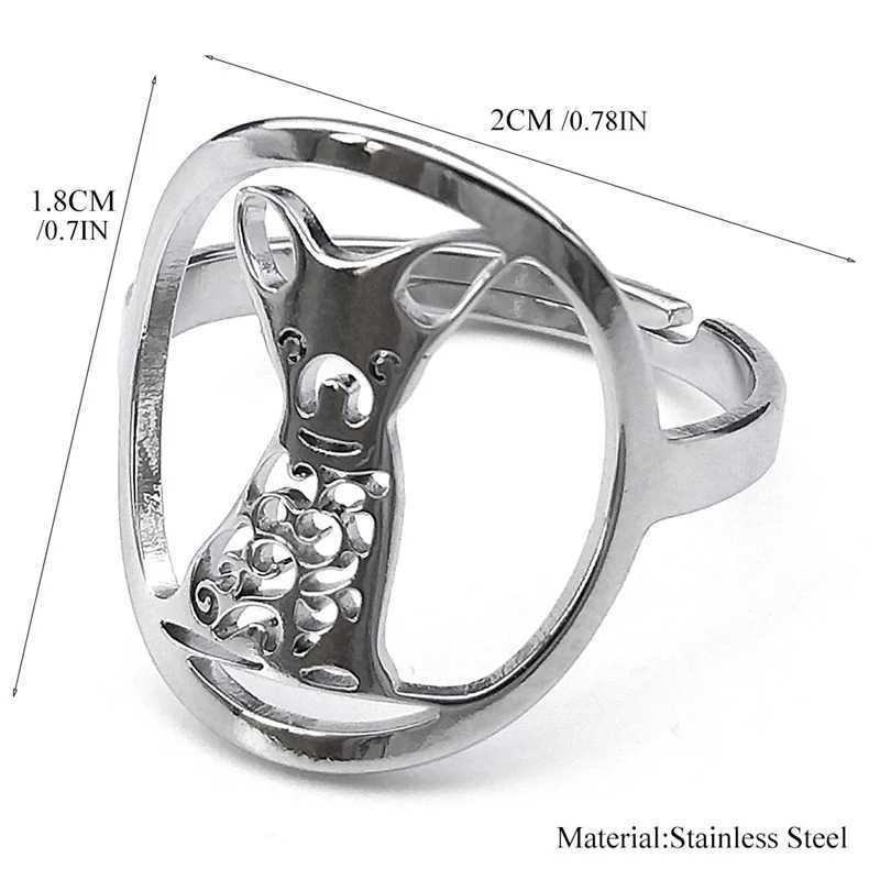 Cute animal Chihuahua dog ring mens stainless steel adjustable finger ring pet lover jewelry gift anillos RS01 Y241019