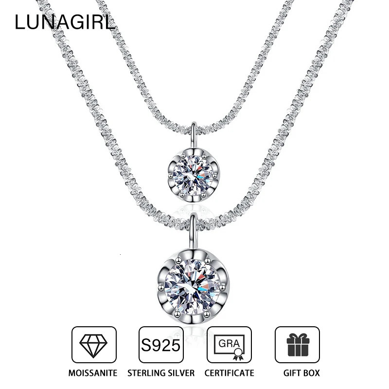 1-2CT pendant necklace suitable for womens parties and weddings 925 sterling silver sparkling diamond copper flower chain exquisite jewelry 241018