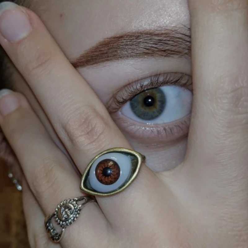 Punk mens glasses ring unisex evil eye retro Halloween jewelry wholesale Exaggerated Gothic ring gift Y241019