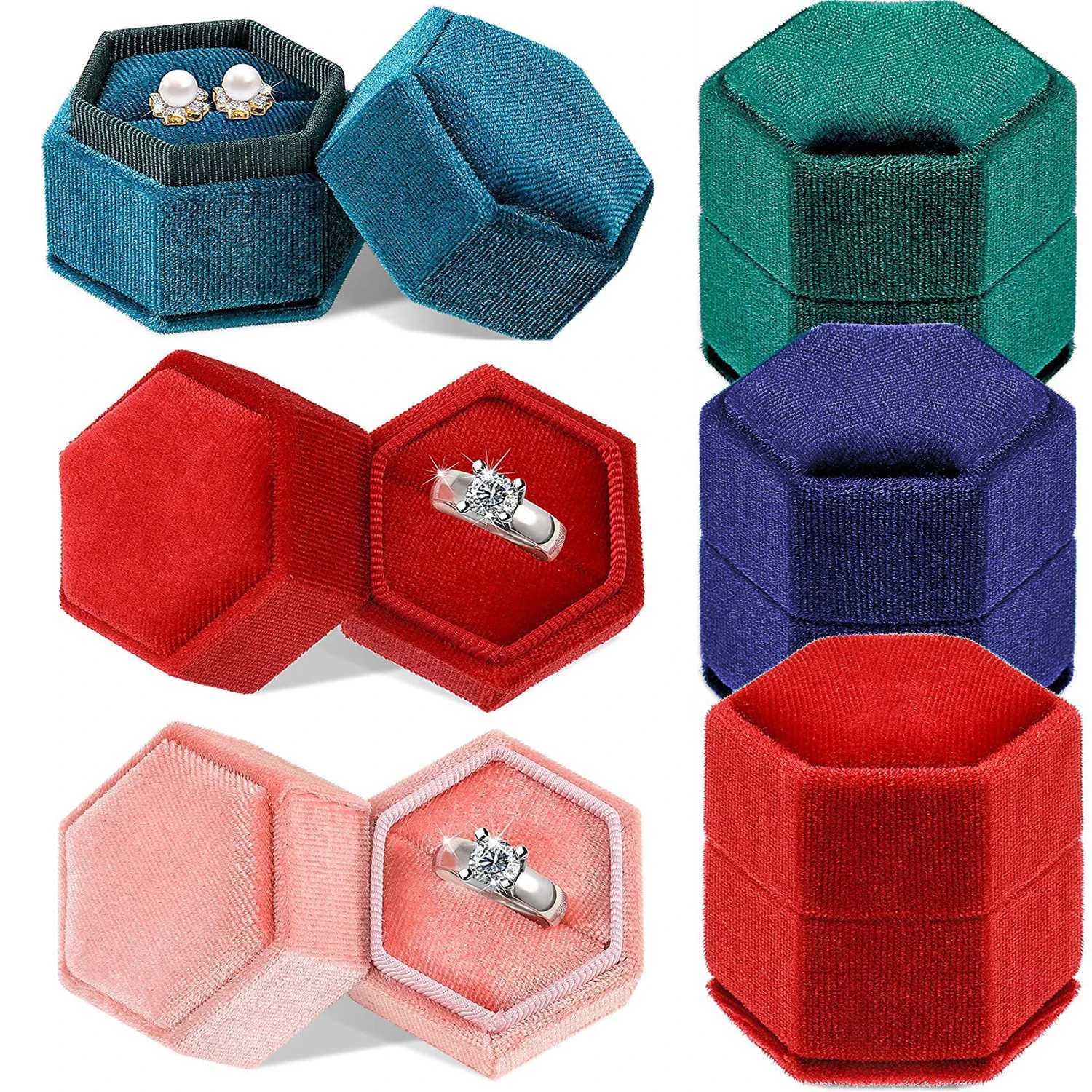 Hexagonal Velvet Bead Treasure Box Ring Storage Box Womens Gift Jewelry Display Box Suggested Engagement Ring Packaging Box W241019