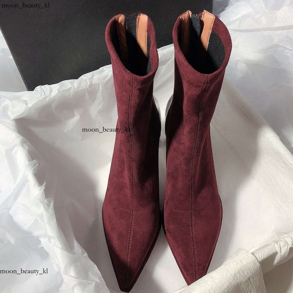Designer High Heels Booties High Quality Waterproof Platform Solid Color Slim Boots Thick Heel Pointed Toe, Women's Boots, Back Zipper, Easy To W