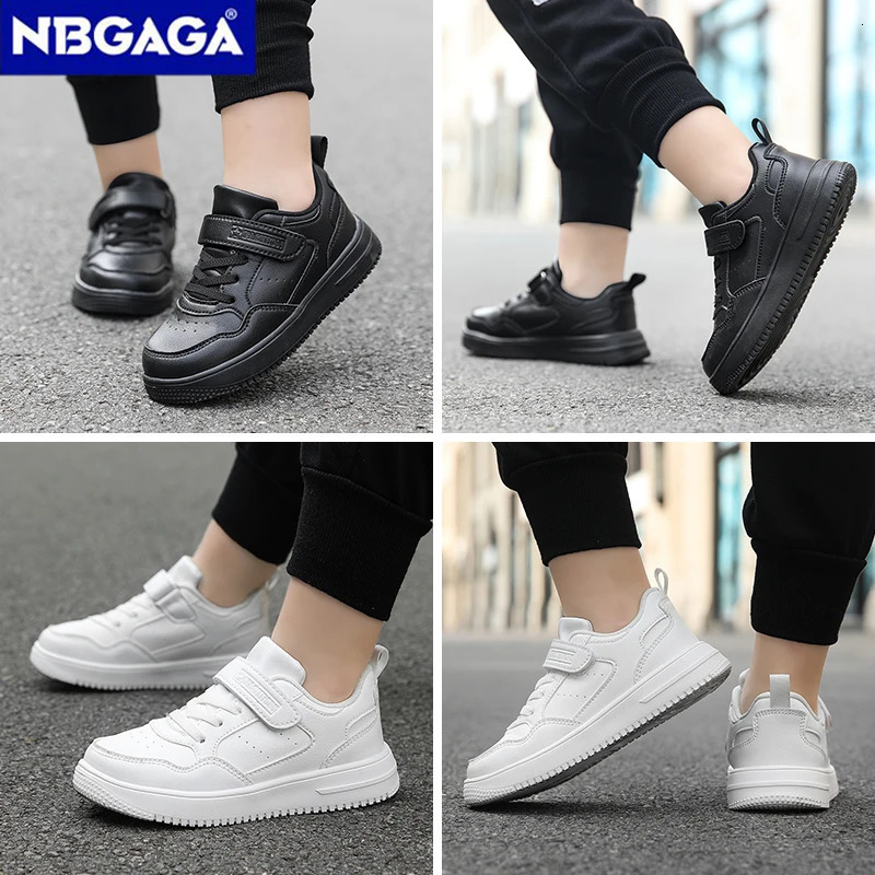 Children Sneaker Boys Casual Shoes Black Leather Flat Student Walking Nonslip Girl Lightweight Sports Tennis Footwear 241018