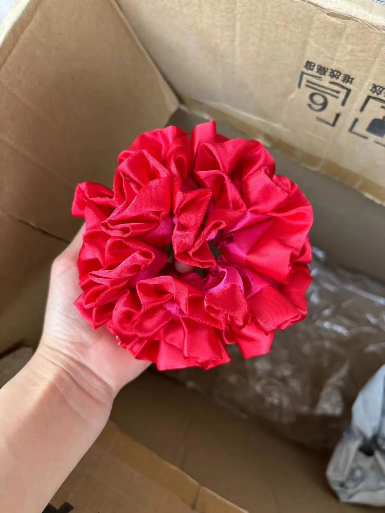 Korean womens colorful elastic headband tie hair strands large floral satin hair rope charming ponytail hair accessories 241018
