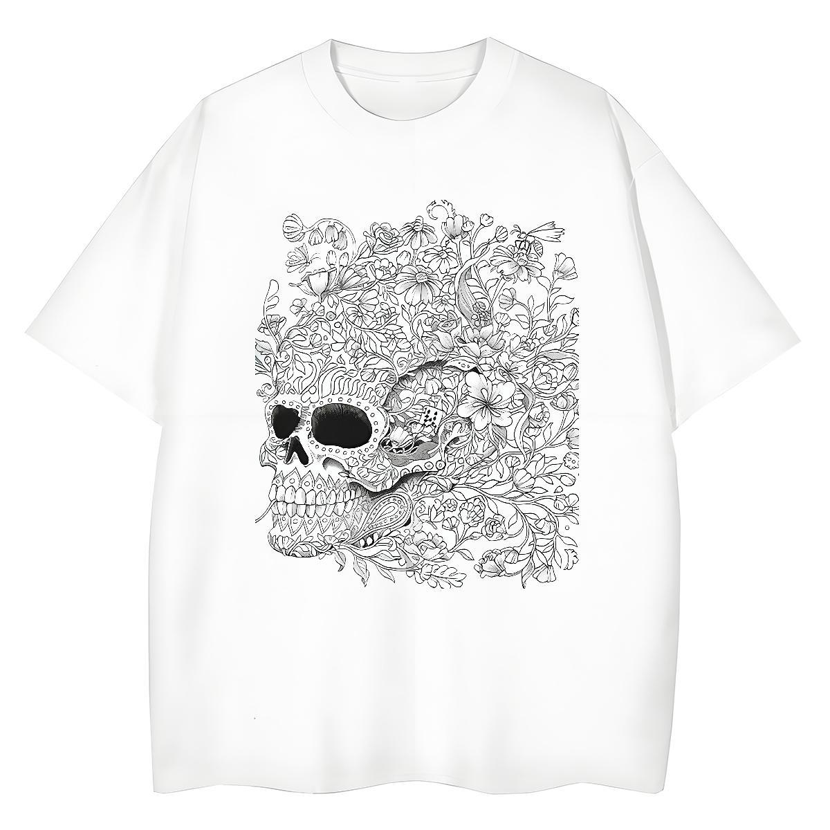 Factory Direct Women T Shirts 230g 100% Cotton O-Neck Short Sleeve Daily Wear skull Woman Tshirt Loose Custom Cartoon Tops Tees