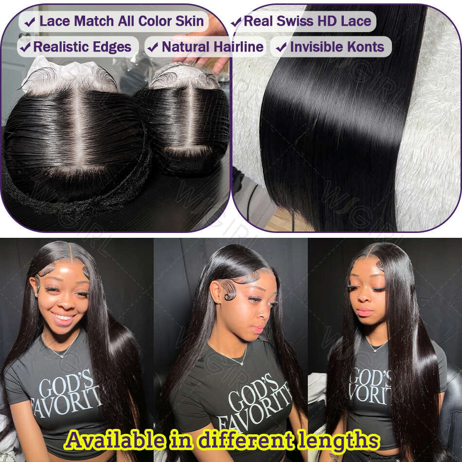Wigirl HD Straight 13x6 Front Human Hair Wigs Brazilian 36 Inch 13x4 Lace Frontal 5x5 Closure Wig Pre Plucked For Women