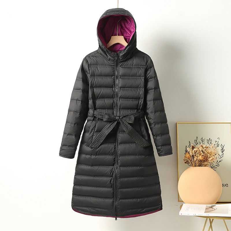 Woman Winter Women Hooded Long Jacket White Duck Down Lightweight Autumn Windbreaker Parkas SeamlessX241019