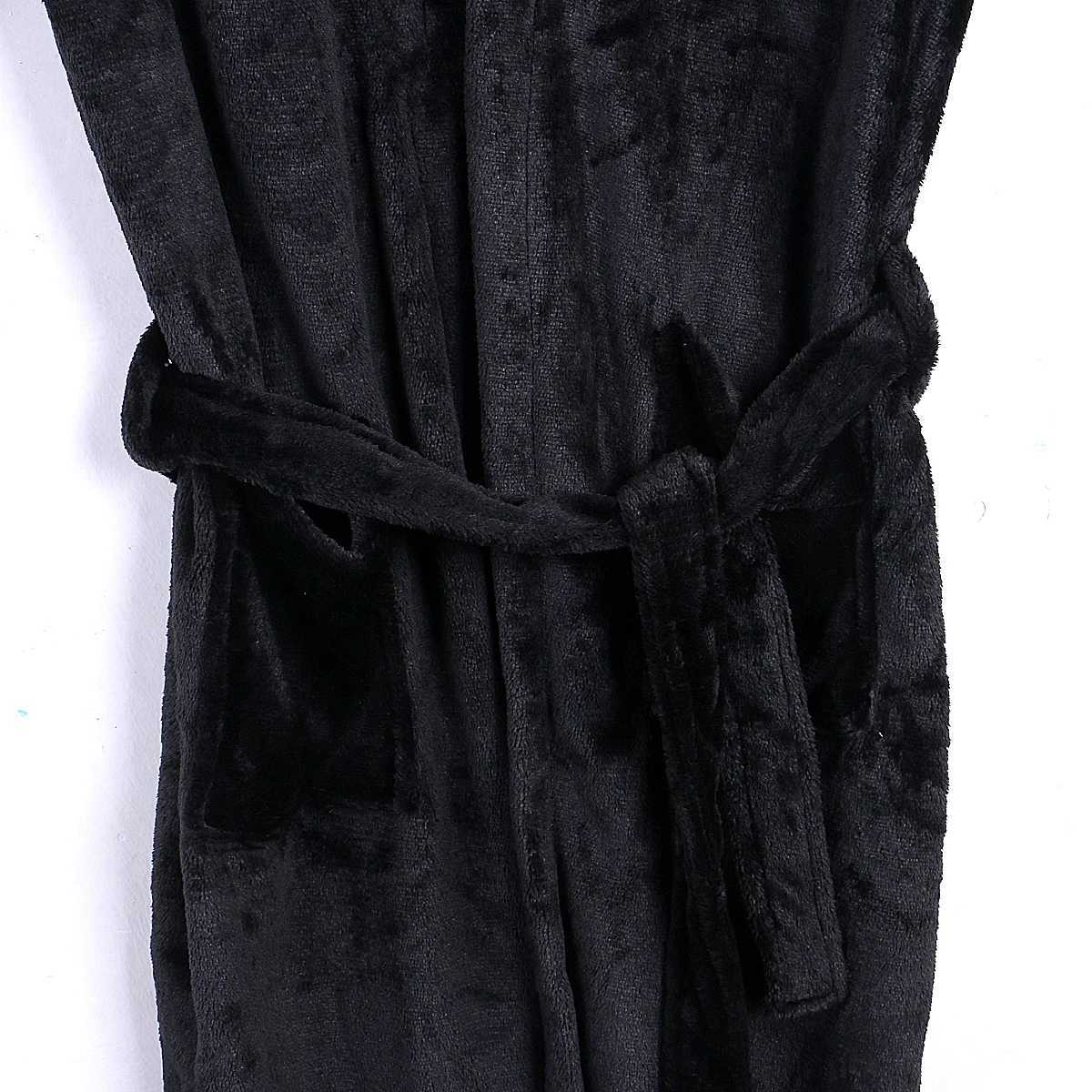 Mens Plush Fleece Robe Shawl Collar Long Robes with Pockets Cozy Warm Bathrobe House Robes Fuzzy Male Spa RobeXJ241018