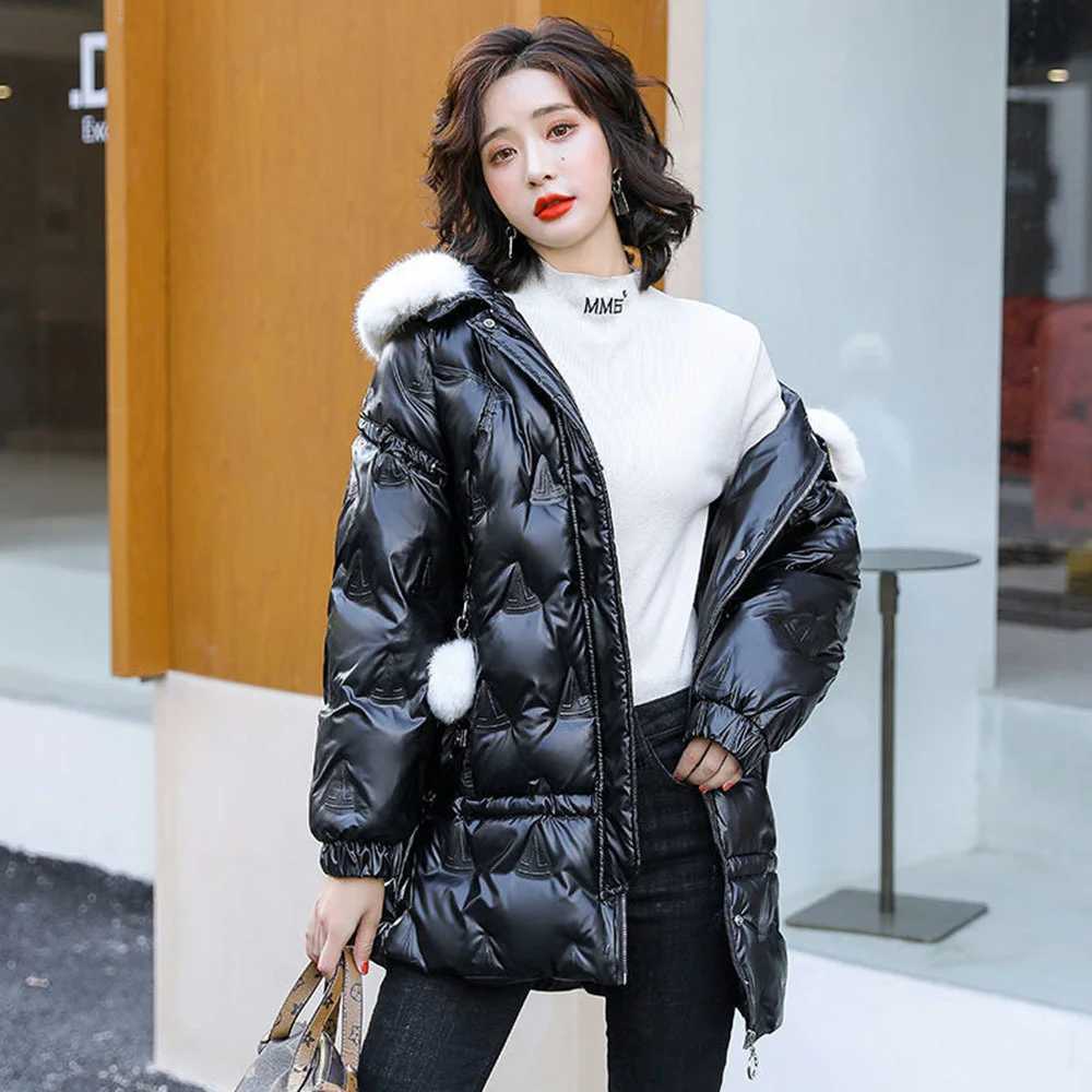 Women's Down Parkas Long Hooded Shiny Jacket For Womens Warm Parkas High Qualit Thicken XL-5XL Jackets Women Fashion Winter Coats Y241019FD8T