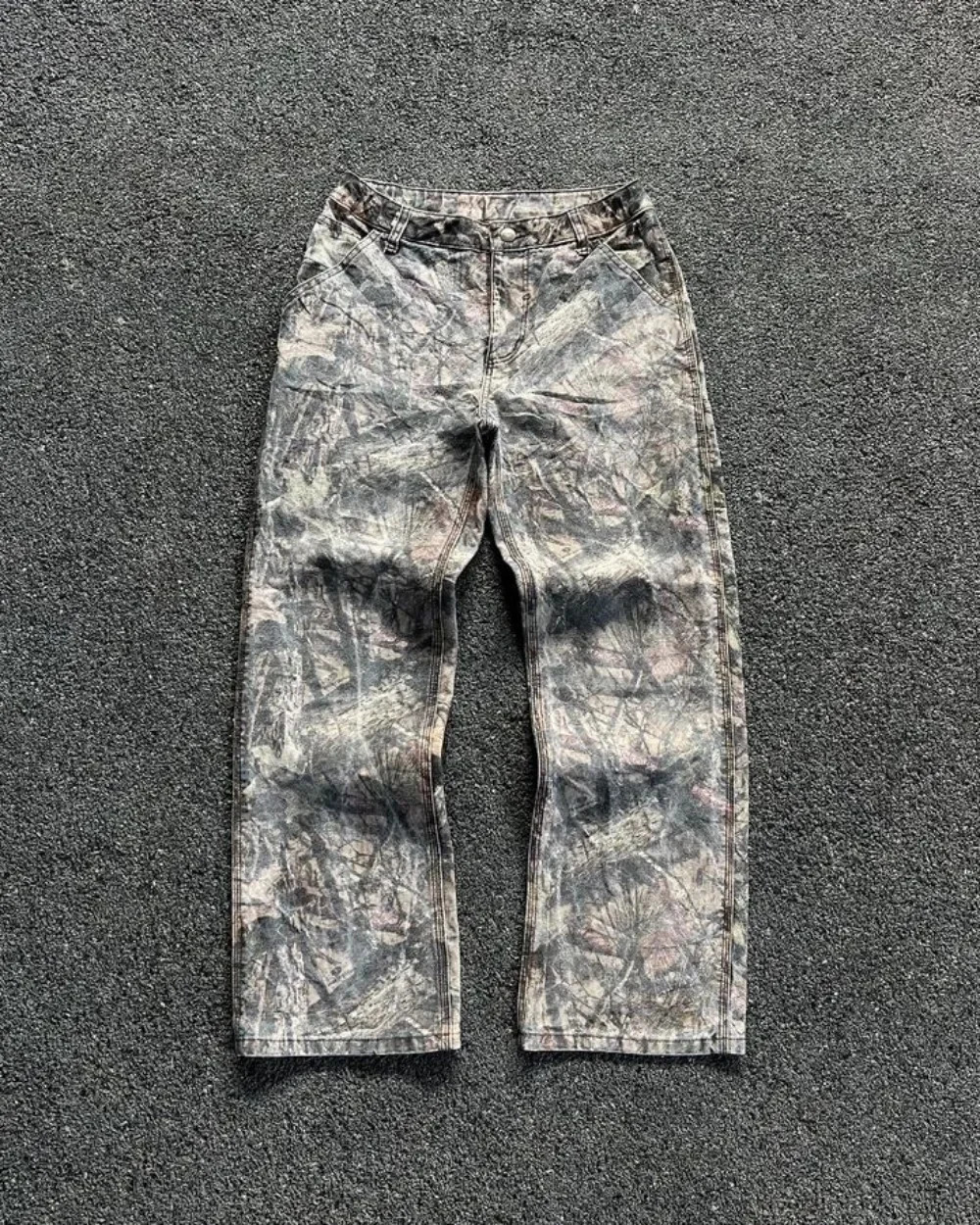 Y2k camouflage jeans American hip-hop retro oversized denim pants fashionable mens straight leg wide leg jeans 241019