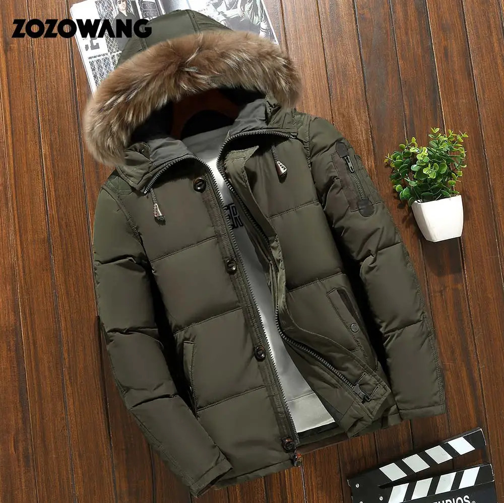 90% down jacket mens winter jacket mens fashion thick warm Parkas fur white duck down jacket casual mens waterproof down jacket 241018