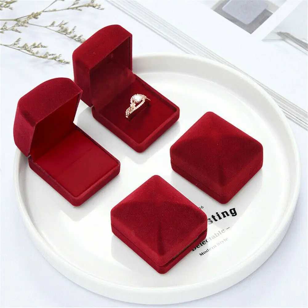 Engagement Black Velvet Ring Box Jewelry Display Storage Folding Box Wedding Ring Valentines Day Gift Organizer W241019