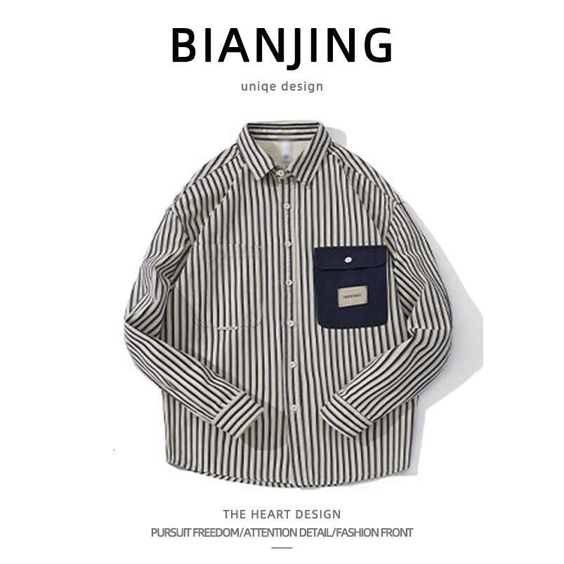 shanshi Men's shirts High street vertical striped shirt men's spring and autumn high-end design casual interior shirt jacket