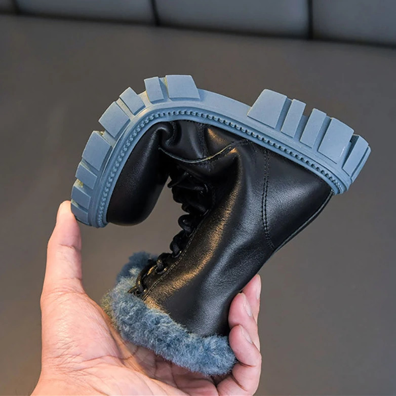2024 Winter Fashion Boots For Girls Thick Warm Faux Fur Snow Softsoled Antislippery Children Shoes 241019 4