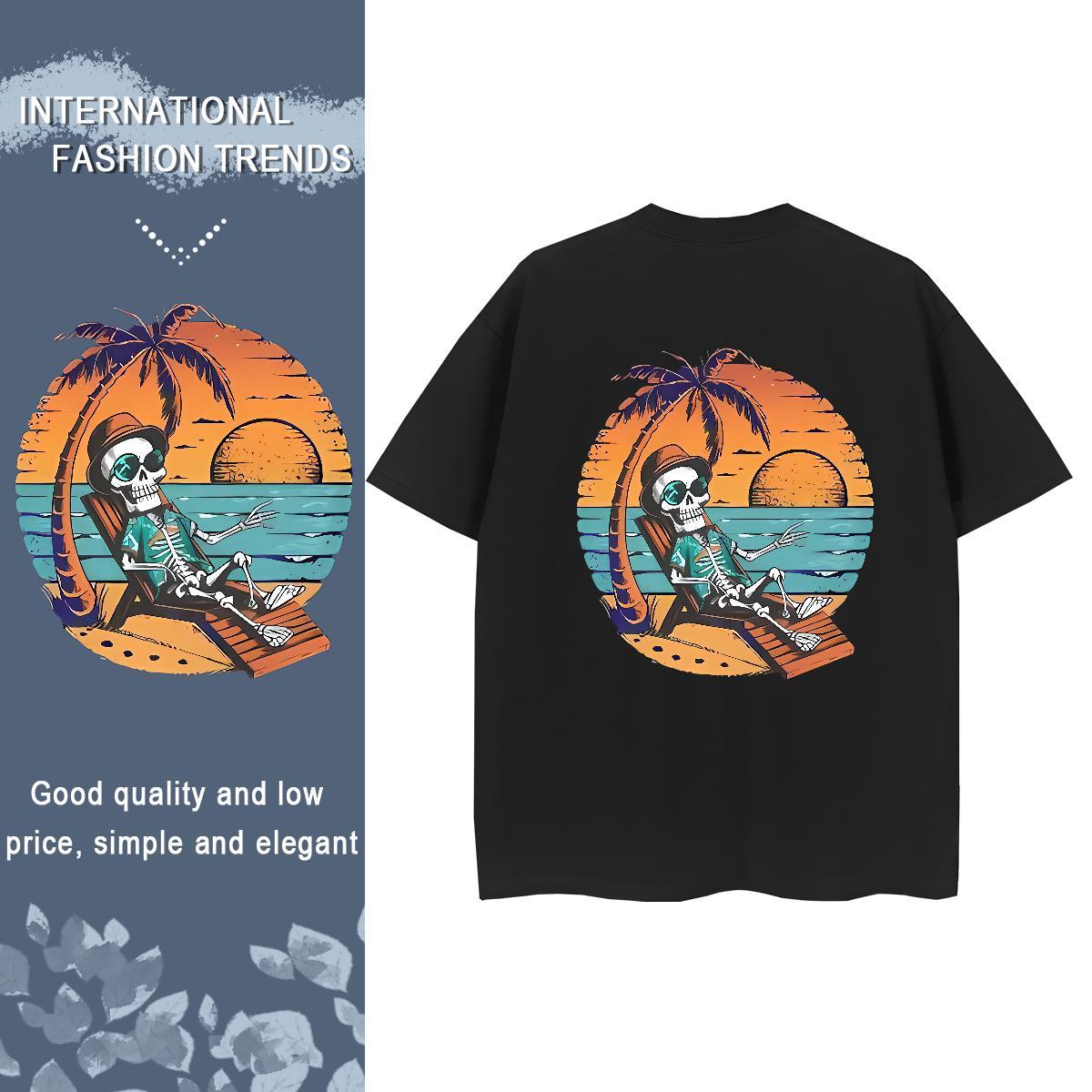 Classic T-Shirts 230g Cotton Breathable Short Sleeve Outdoor skull Unisex Tshirts Designer Nice Custom Print Oversized Clothes