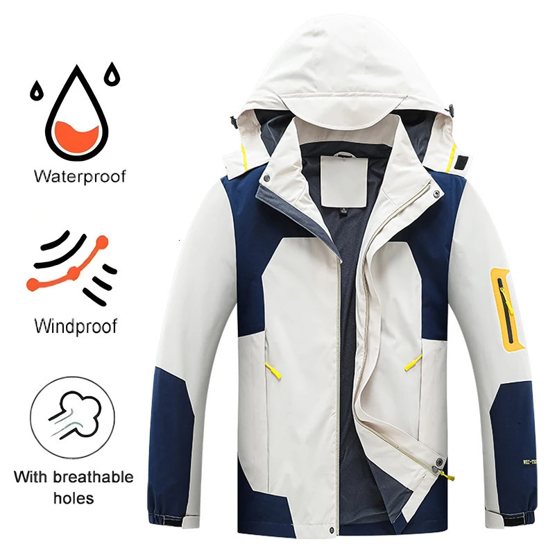 Mens autumn jacket camping hiking windproof mens waterproof hooded jacket outdoor travel climbing fishing jacket mens 241007