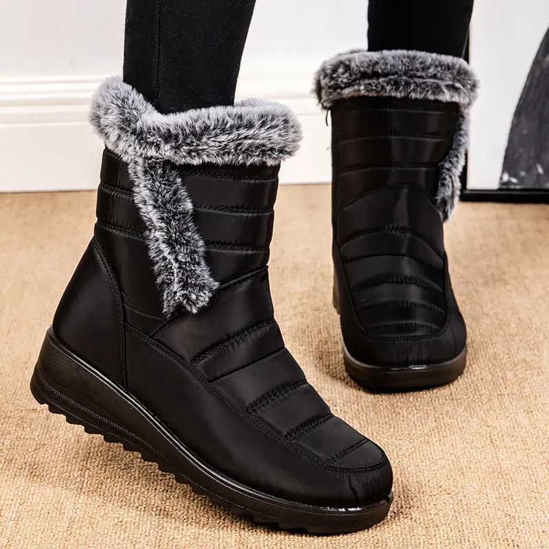 Snow boots womens plush womens shoes platform boots womens fur keep warm shoes womens flat casual winter boots Botas Mujer Y241019