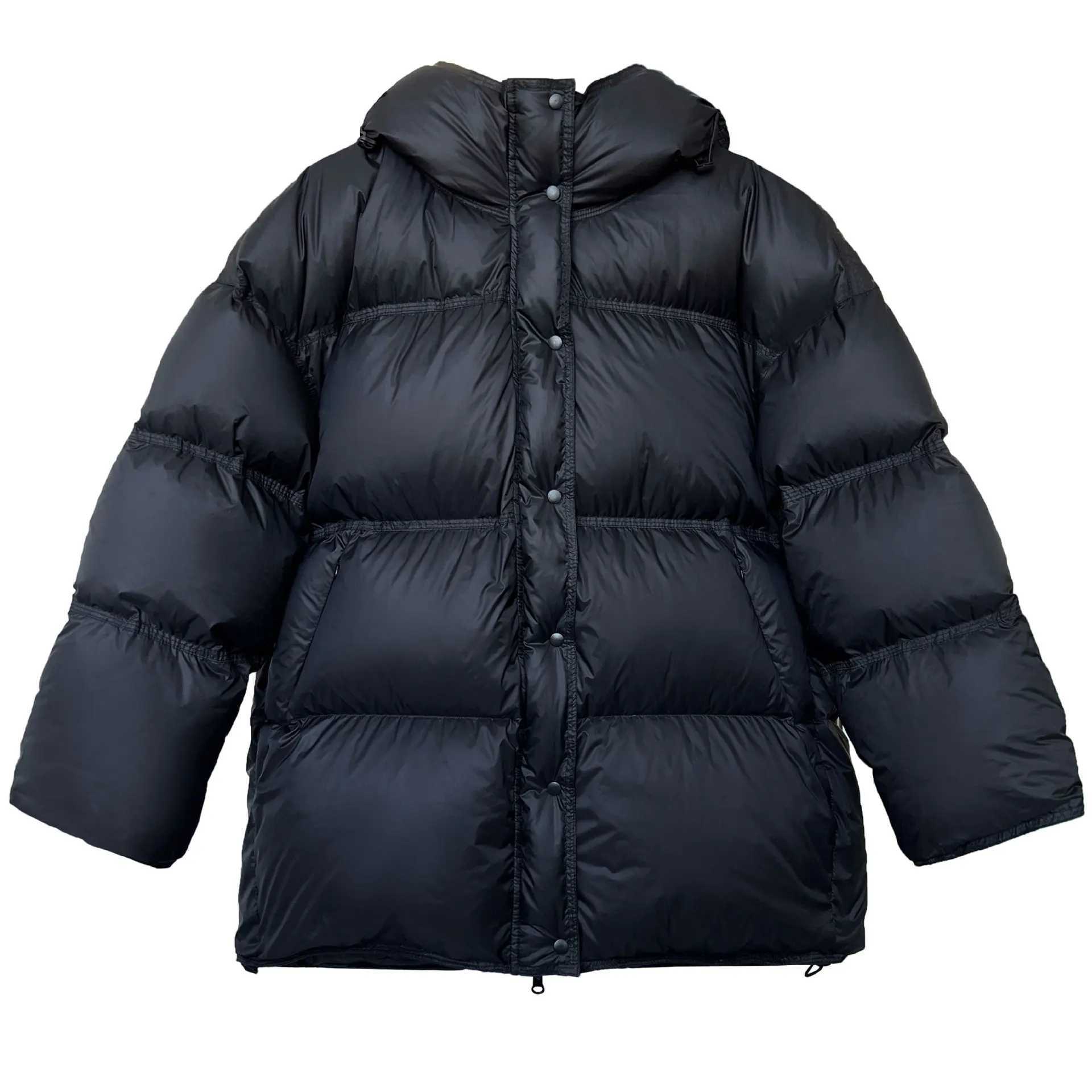 Hooded Down Jacket For Women Medium Length Gathered Waist Thickened And Soft 90% White Duck Down Puffer CoatX241019