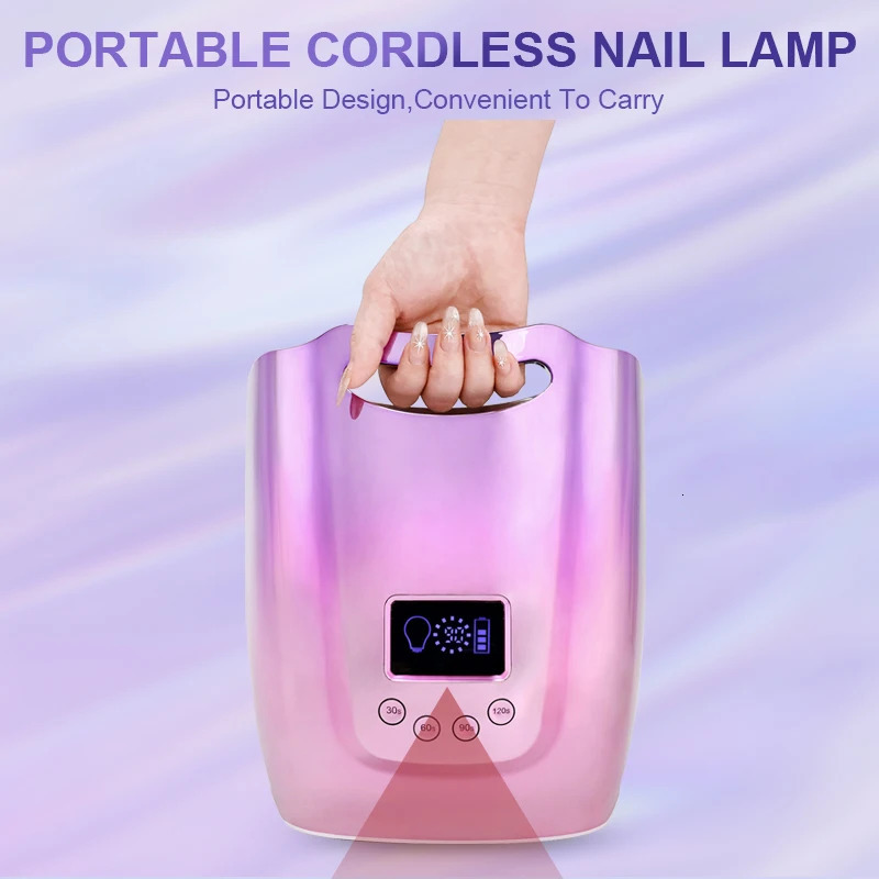 128W rechargeable LED UV lamp Wireless battery handle Foot treatment strong curing lamp Cordless nail dryer Fast drying gel 241018
