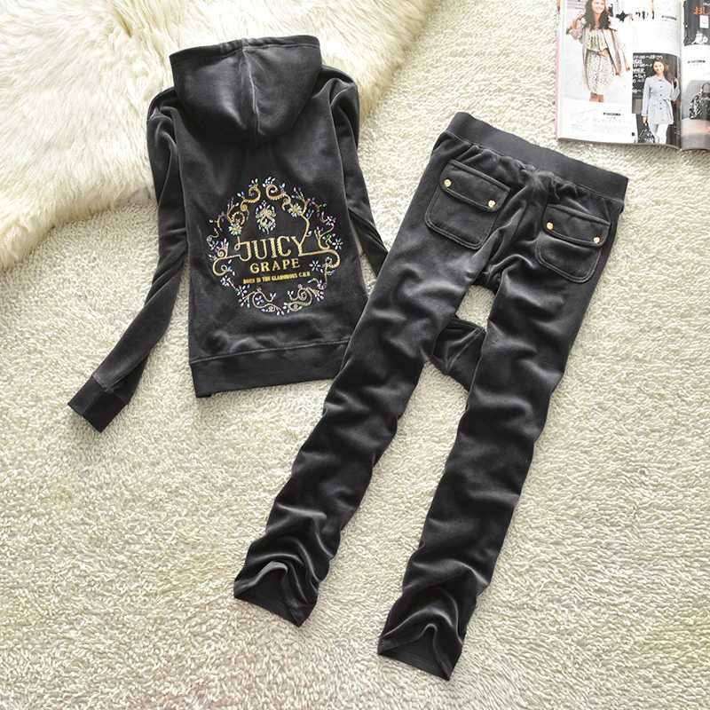 Women's Two Piece Pants Velvet Tracksuit Women Suit Hooded Sweatshirt 2PC 3D Embroidered Crystal Thr-dimensional Pattern Sweatshirt Womens Casual
