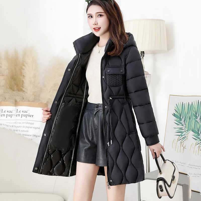 Womens High-Grade Down Cotton Coat Long Thick Warm Padded Jacket Large Size Female Hooded Parker Overcoat Autumn Winter NeX241019