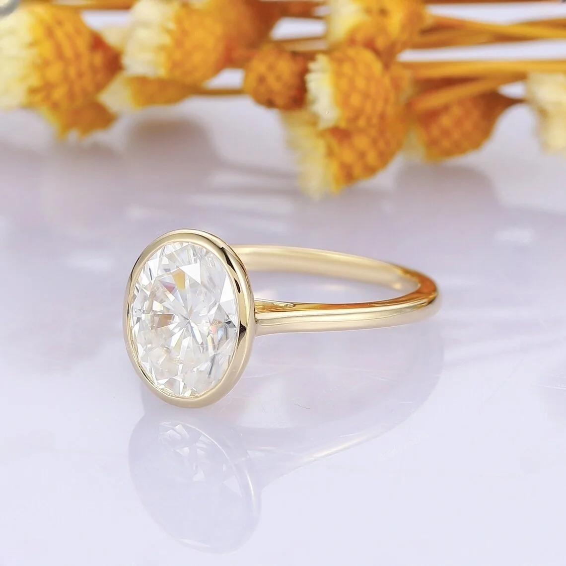 Minimalist oval cut engagement ring 925 sterling silver 1ct 2ct womens card ring gold-plated certificate 241007