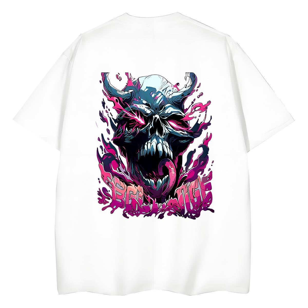 Classic Woman T Shirts 230g Pure Cotton O Neck Short Sleeves High Street Hip Hop skull Womens Tshirts Brand Anime Oversized Clothings