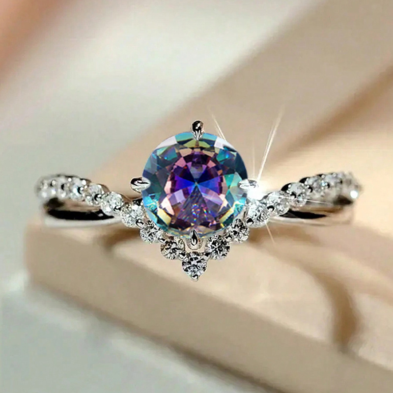 Couple Rings Women 925 Sterling Silver White Gold Single Stone Ring Classic Crown Diamond Ring Designer Crystal Wedding Jewelry