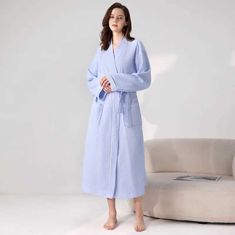 Cotton Waffle Kimono Couples Sauna Clothing 2024 New Water Uptake Robe Men And Women Quick-drying Bathrobe Hotel Spa RobesXJ241018