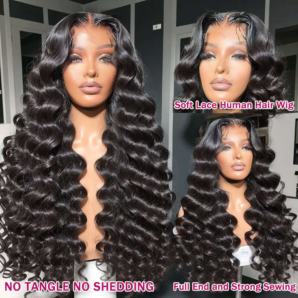 Loose Nature Deep Wave 13x6 HD For Women Brazilian Frontal Human Hair Wigs Wavy Lace Front Wig PrePlucked 250%