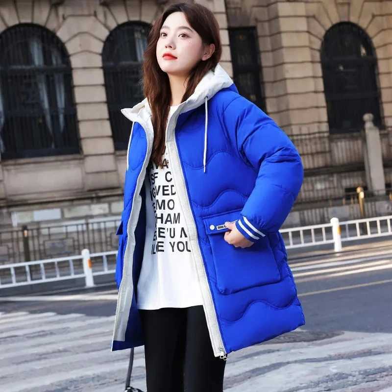 Long Winter Jacket Plus Size Loose Down Coton Coat Thicken Warm Padded Puffer Parkas Womens Casual Hooded Outwear Windproof CoatX241019