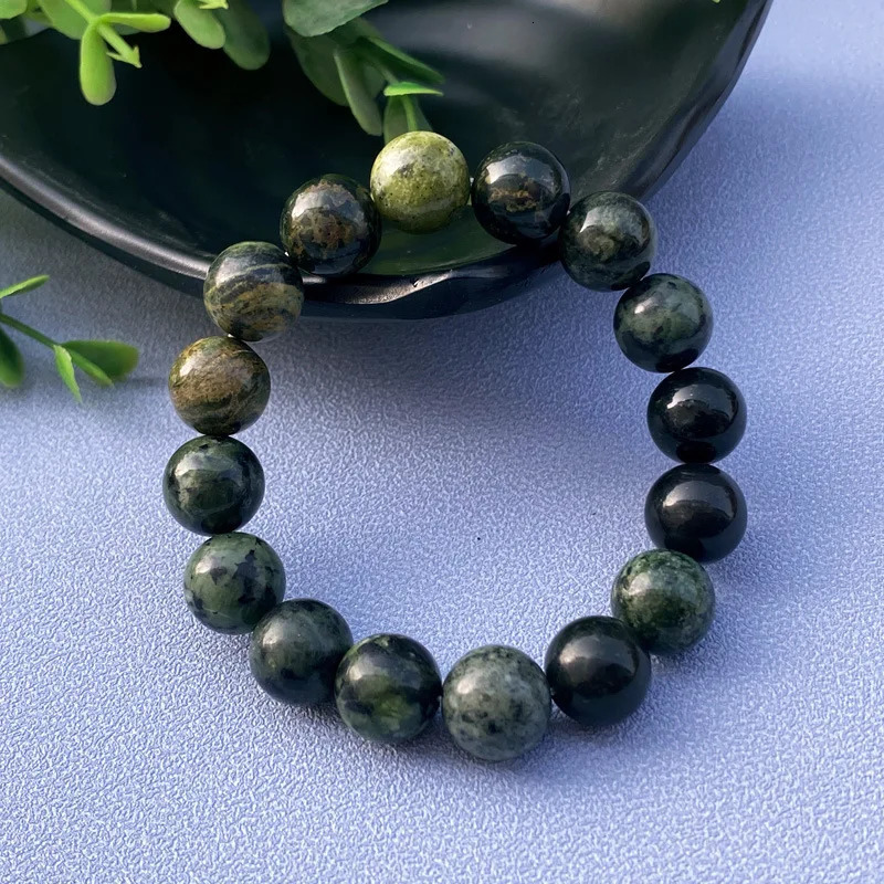 Natural Jade Bracelet King Stone Therapeutic Bracelet Mens Real Chinese Xizang Jade Bracelet Stone Elastic Bead Bracelet 241018