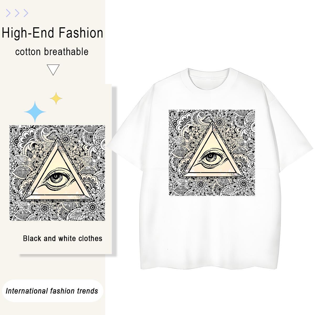 2024 Womens T Shirts 230g 100% Cotton Comfortable Casual Daily Wear eye of the devil Women Tshirts Soft DIY Anime Printed Clothes Shirt