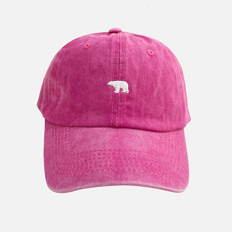 Vintage Pink Washed Cotton Baseball Cap for Women Spring Summer Sun Hat Embroidered Peaked Cap 241009
