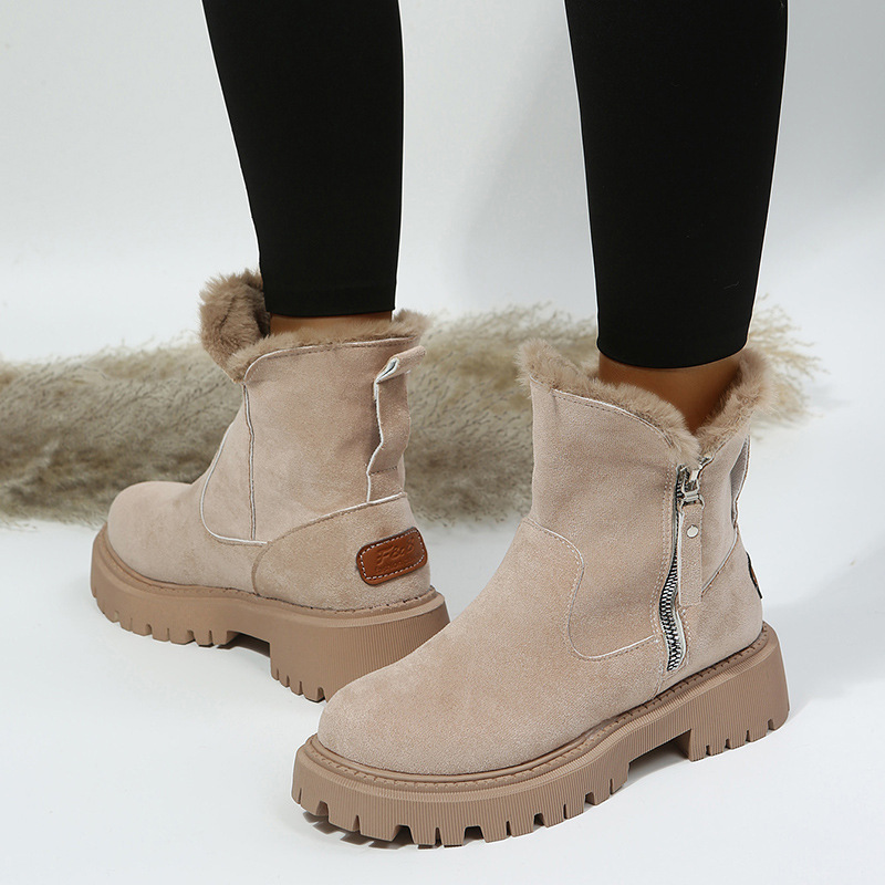 Women's Fashion Martin Boots: Fleece-ed, Versatile Winter Warmth in Khaki or Black 5777