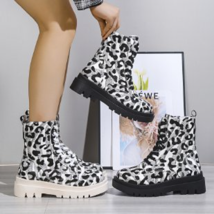 Plus Size Trendy Print Winter Warm Martin Boots 373f