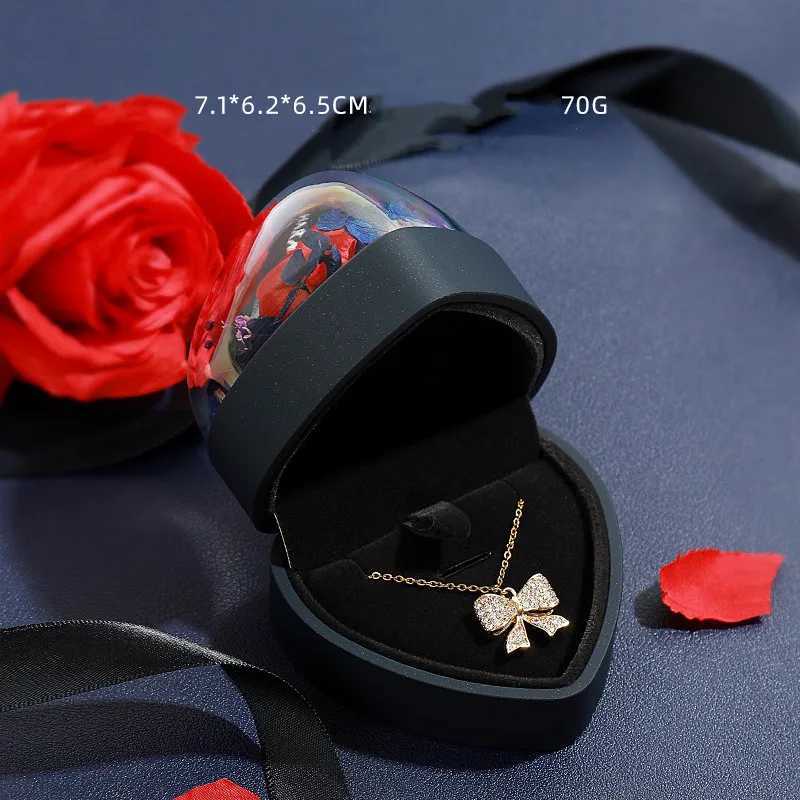 1 piece of 7.1x6.2x6.5cm pink/dark blue Valentines Day dried flower ring pendant box 520 recommended ring box jewelry storage W241019