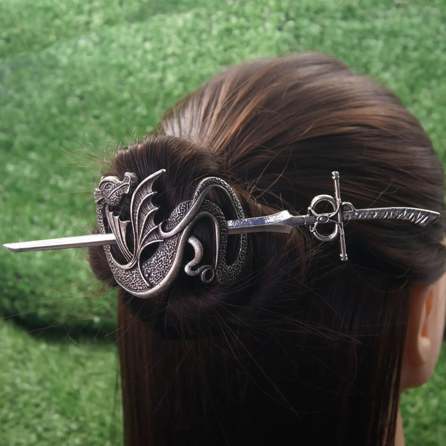 Vintage Viking Celtic Dragon Knot Hair Clip Skull Sword Hair Clip Female Hair Decoration Gift 241018