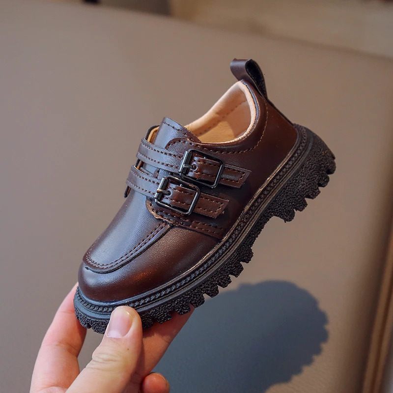 Kids Fall Leather Shoes Casual School Boys Girls Single Shoe Size 2130 Toddler black brown round toe casual shoes for kids 241018