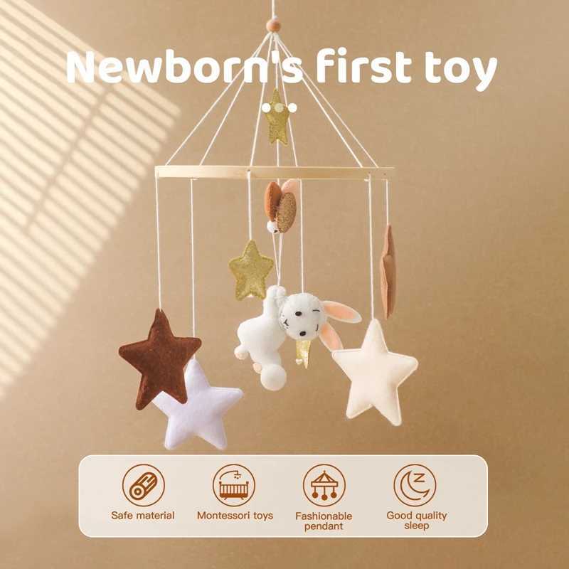 Baby Mouse Toy Rabbit Balloon Mobile Wood Newborn Cartoon Bell Hanging Toy 0-12 Months Bedding Baby Cradle Toy W240815