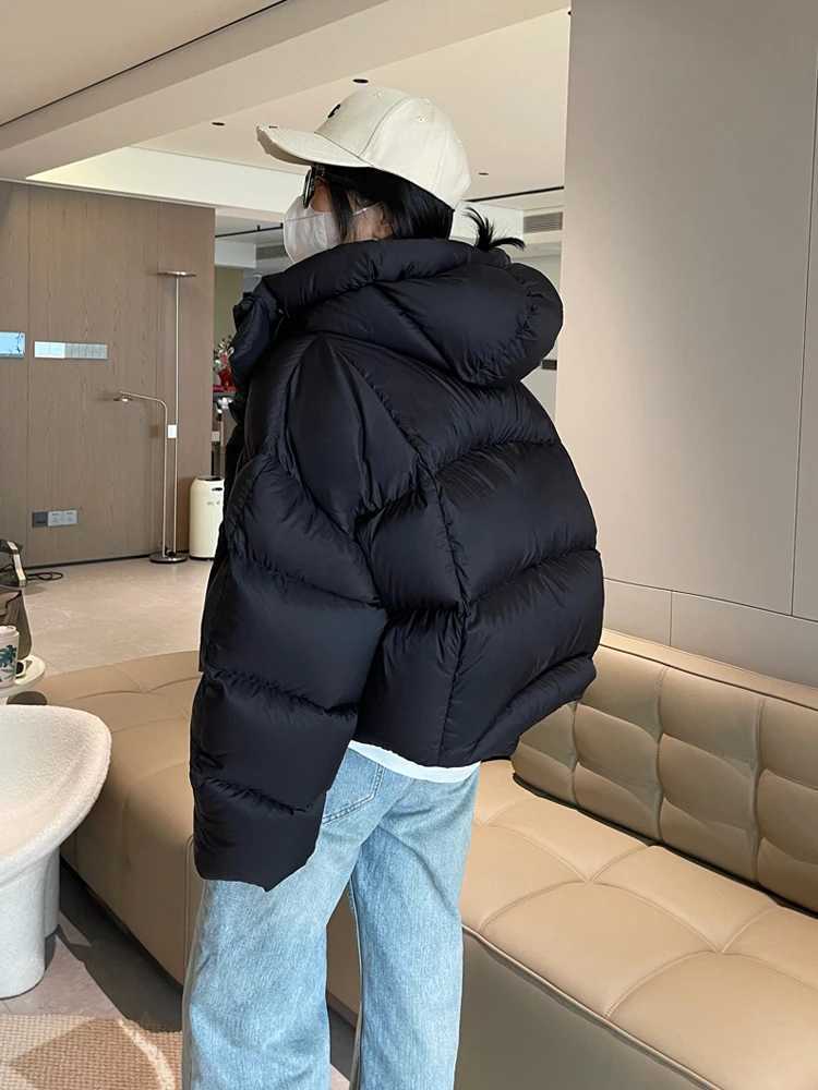 Women's Down Parkas Fashion hooded puff jacket for women 2024 winter long sleeved 90% white duck down jacket for warmth INKEO 3O380 Y2410197MFX