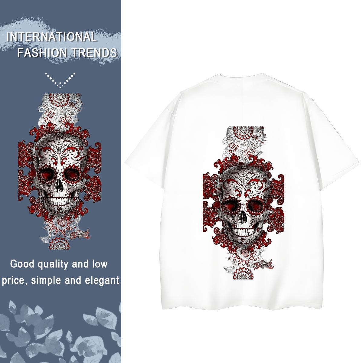New T Shirt For Woman 230g 100% Cotton Breathable Short Sleeve Sport skull Women Tees Popular Customized Print Polos