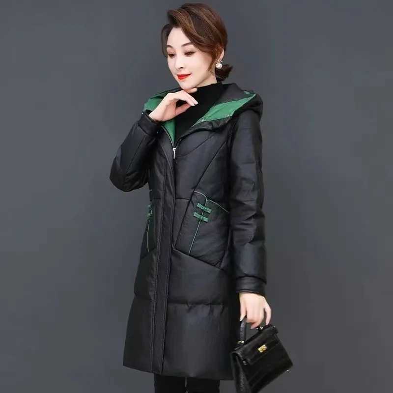 Womens Down Cotton-padded Coat 2025 Winter Thickening New Female Parkas Jacket Long Fashion Down Cotton Jacket Slim OvercoatX241019