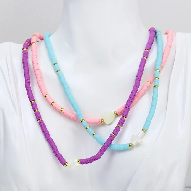 10 Shell Talisman Polymer Clay Soft Bead Chain Necklace Shell Talisman Bead Necklace Elegant Jewelry Necklace 90038 241018