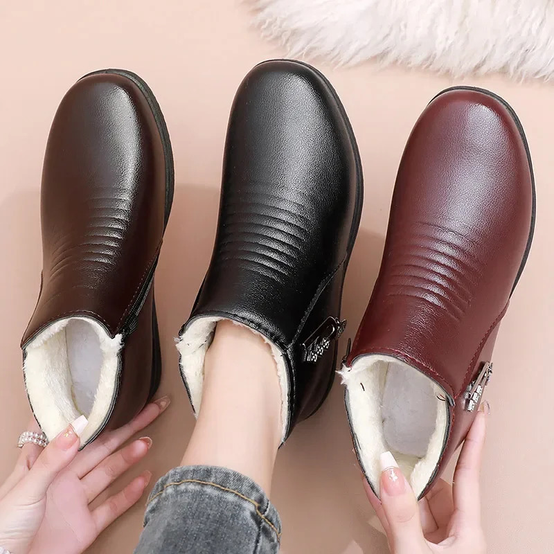 Winter Warm Womens Boots Thick Plush Ankle Boots Womens Zipper Comfortable Outdoor Snow Boots Fashion Cotton Shoes Botas De Mujer 241018
