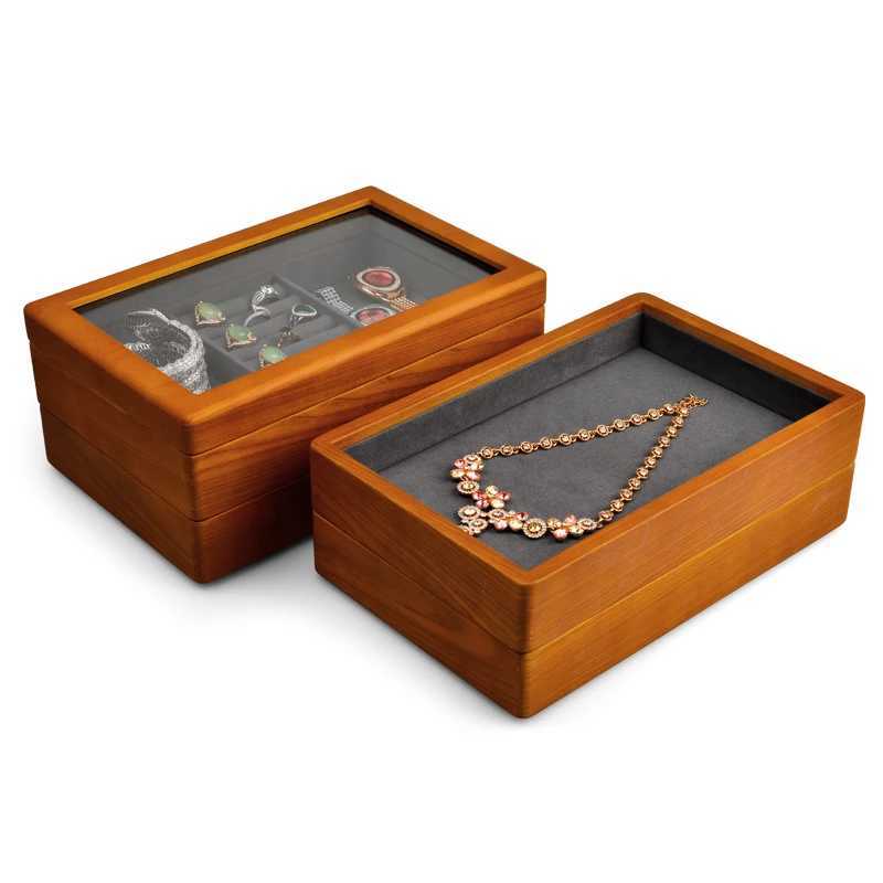 Oirlv solid wood multifunctional jewelry display box ultra-fine fiber ring earring bracelet organizer box luxury storage box womens gift W241019