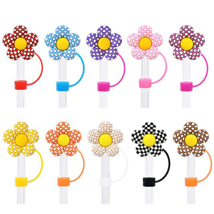 10 style Silicone Straw Cover for 40oz Cup Accessories, 10mm Cute Flower Straw Covers Cap, Reusable Straw Topper for Tumblers, Drinking Straw Caps Straws Stopper