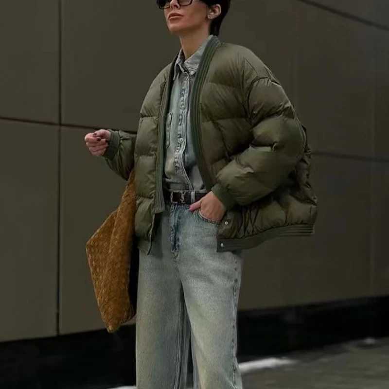 Womens down code jacket fashionable and versatile casual loose jacket high quality bread cotton jacket fall and winter newX241019