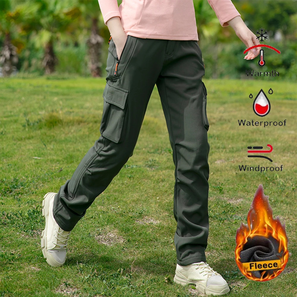 Thick Warm Fleece Winter Pant Waterproof Hiking Trekking Camping Skiing Soft Shell Pants Outdoor Windproof Trousers 241009