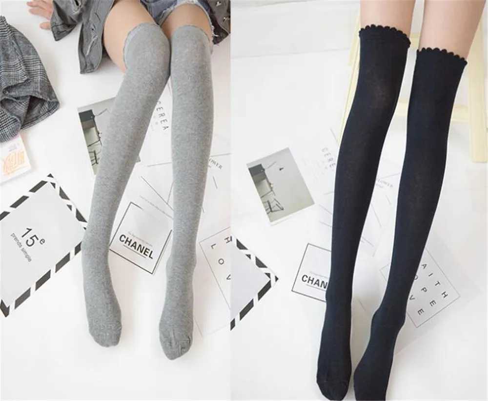 Socks Hosiery Womens Overkn Socks Stockings solid color Lolita dress socks B418 Y24083304SF1