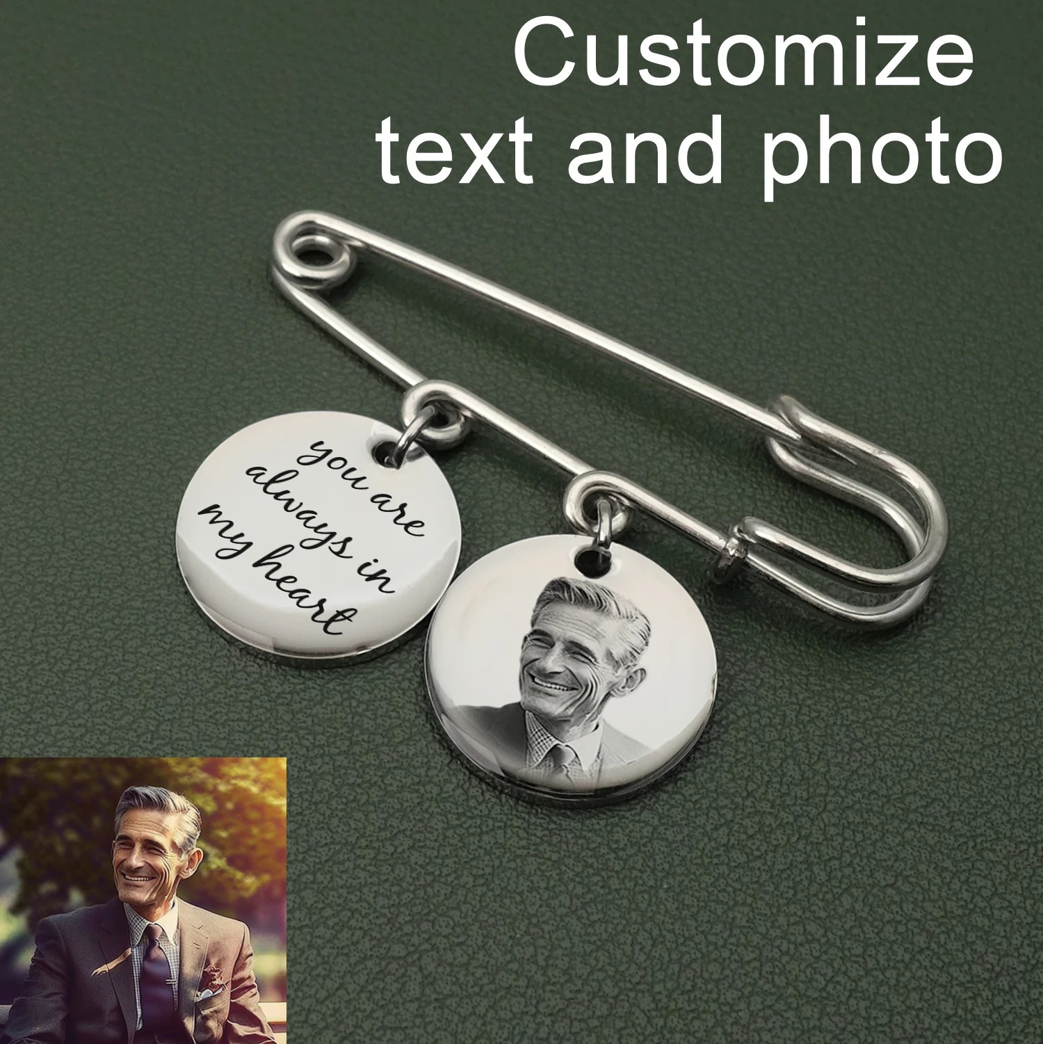 Customized po Brooch po tie nail wedding bouquet pin personalized bride po charm wedding commemorative gift 241018 ww
